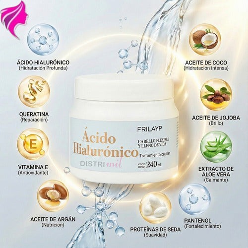 Kit de tratamiento capilar Distriwil con máscara de ácido hialurónico, aceites naturales y vitaminas para cabello dañado