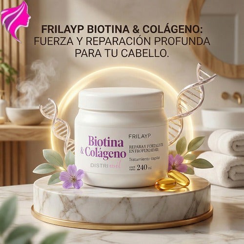 Kit de tratamiento capilar Distriwil con máscara de colágeno y biotina Frilayp para reparar y fortalecer el cabello
