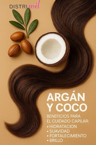 Kit de tratamiento capilar Distriwil con aceite de argán y coco para hidratación, suavidad y brillo del cabello