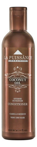 Acondicionador Distriwil La Puissance con aceite de coco para nutrición intensa de cabello seco en envase marrón