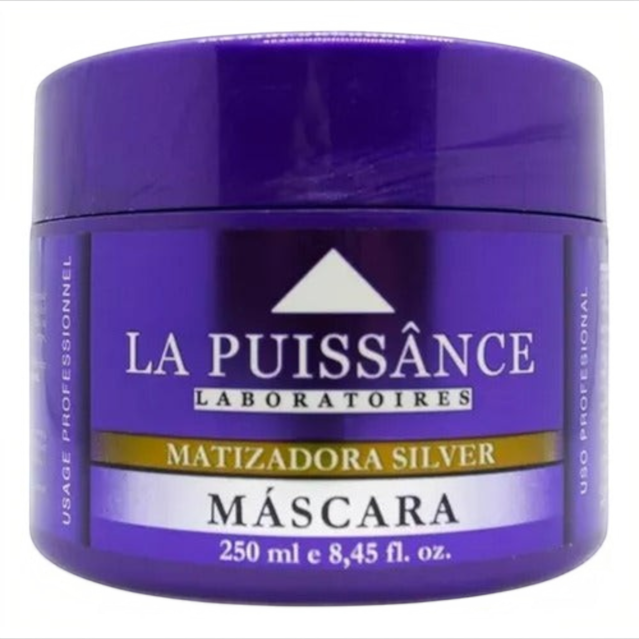 Máscara capilar matizadora Distriwil La Puissance Silver de 250g en envase morado para cabellos rubios y con canas