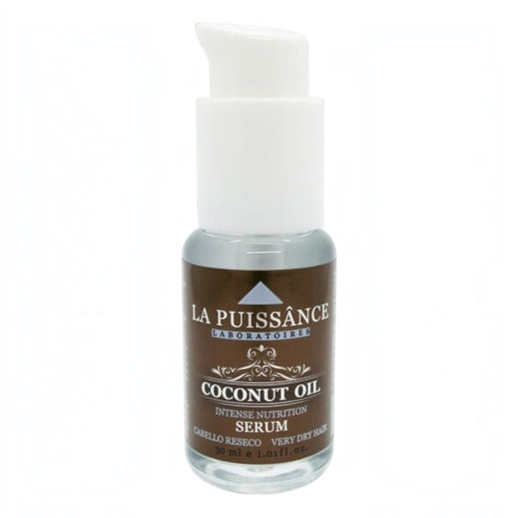 Serum capilar nutritivo Distriwil La Puissance con aceite de coco en envase dosificador de 30ml para cabello seco