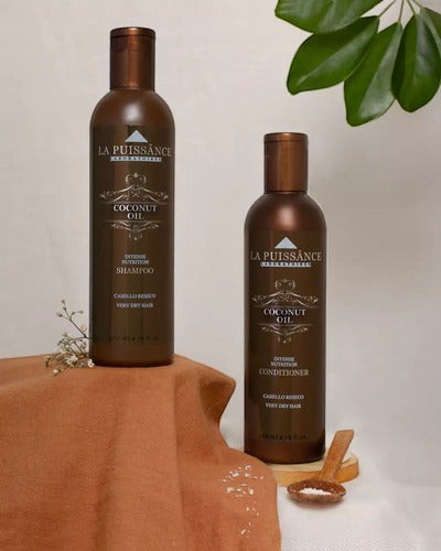 Set de shampoo y acondicionador Distriwil La Puissance con aceite de coco para nutrición intensa de cabello seco