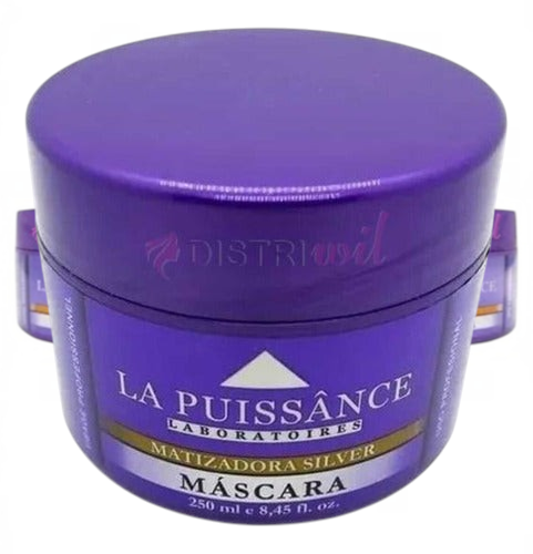Mascarilla capilar matizadora Silver de Distriwil para cabellos rubios y grises, envase morado de 250ml