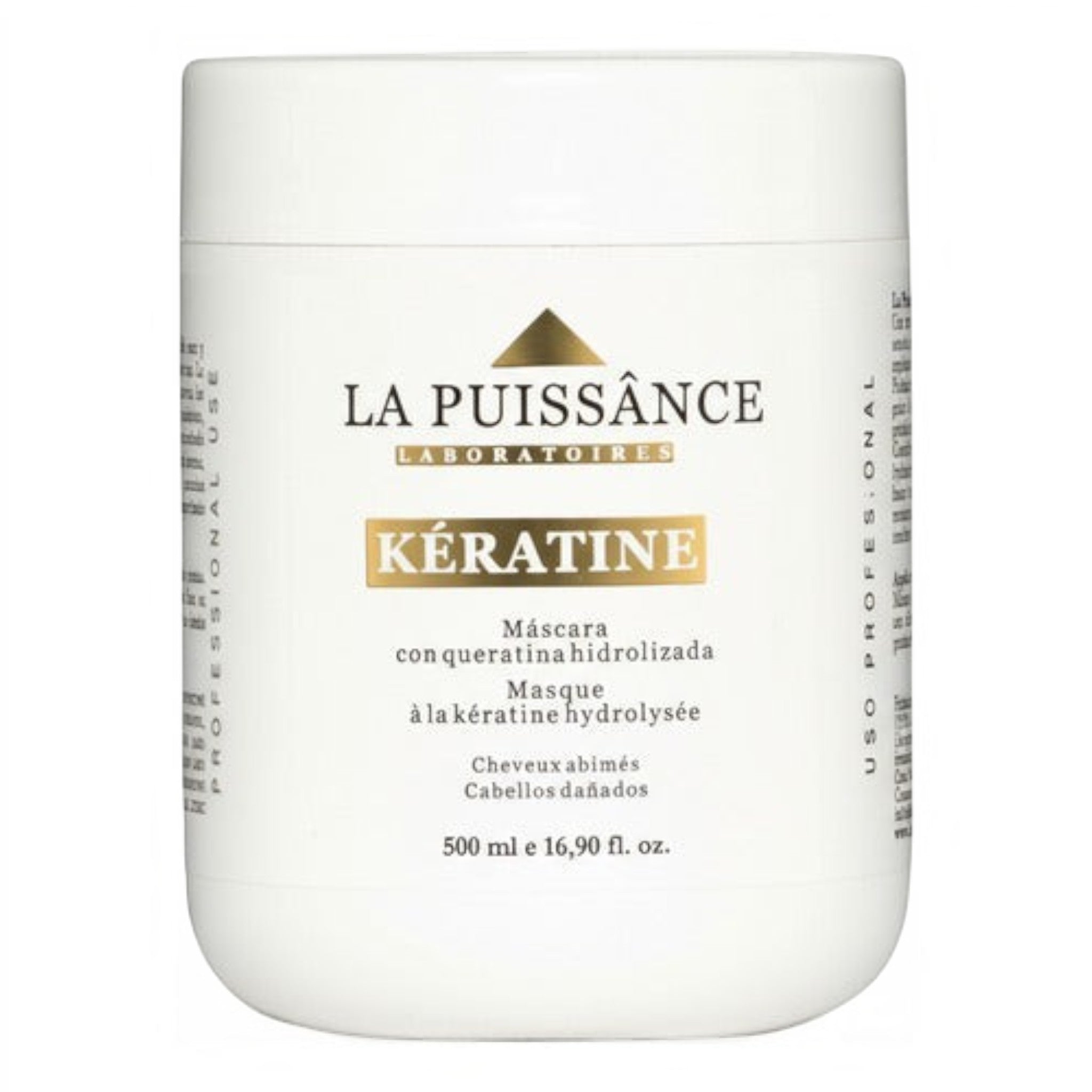 Máscara capilar La Puissance Keratina Antifrizz de 500ml para cabello dañado, disponible en Distriwil