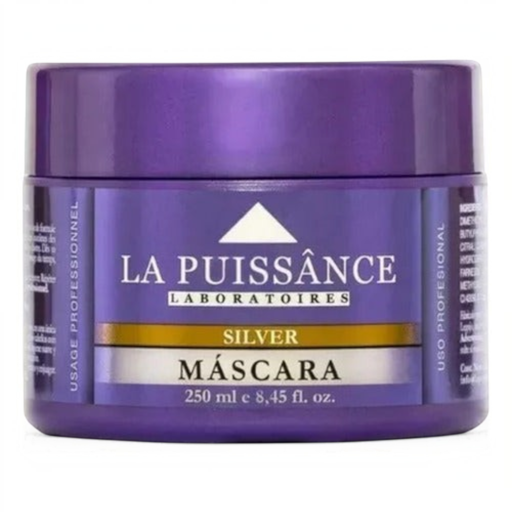 Máscara capilar matizadora Distriwil La Puissance Silver de 250g en envase morado para cabellos rubios y con canas