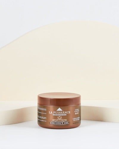 Mascarilla capilar La Puissance Coconut Oil de Distriwil en tarro marrón para nutrición intensa de cabello seco