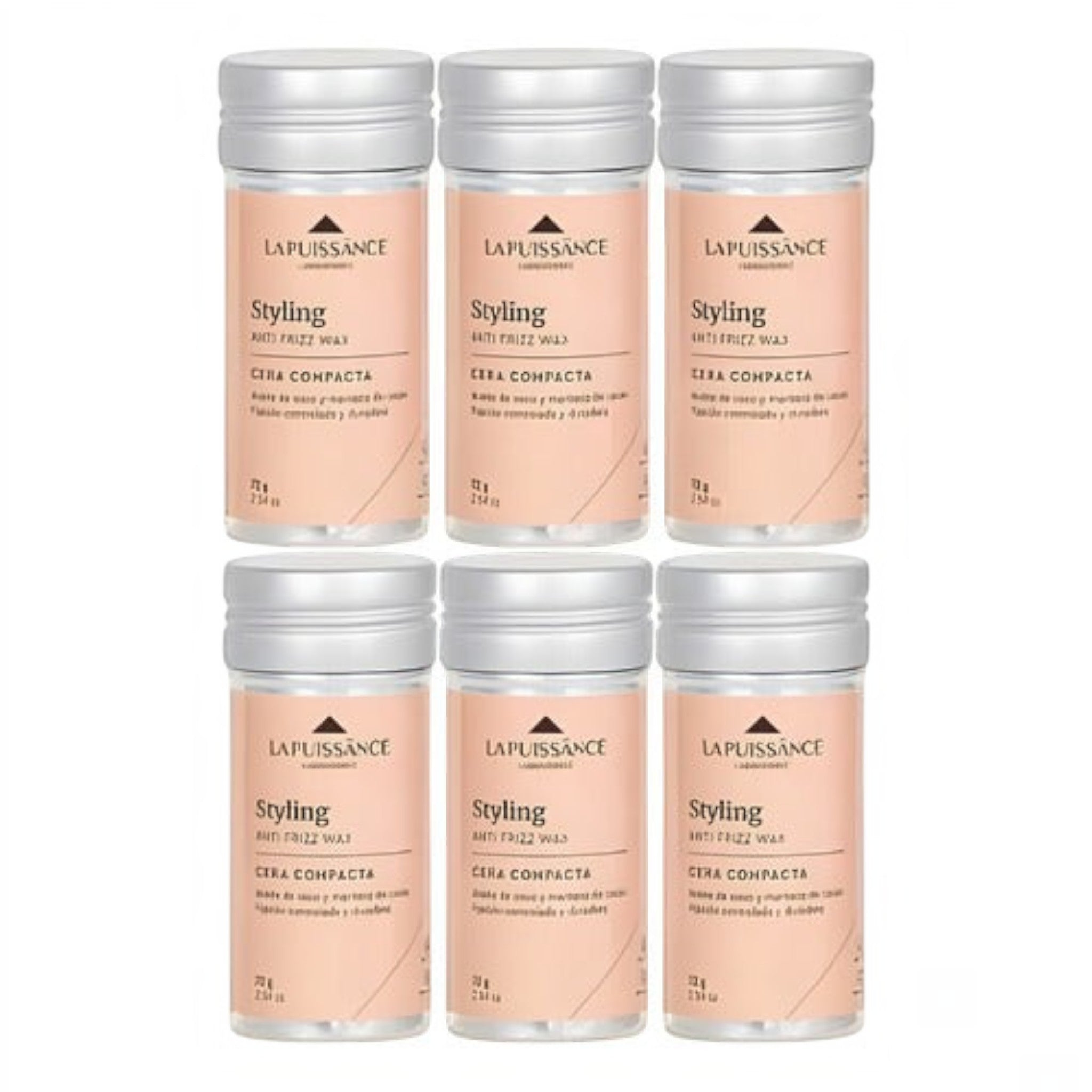 Pack de 6 ceras modeladoras antifrizz La Puissance Styling de Distriwil con aceite de coco y manteca de cacao