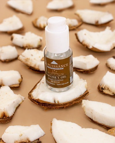 Sérum capilar reparador de aceite de coco Distriwil, ideal para cabello muy seco, con aplicador de pump.