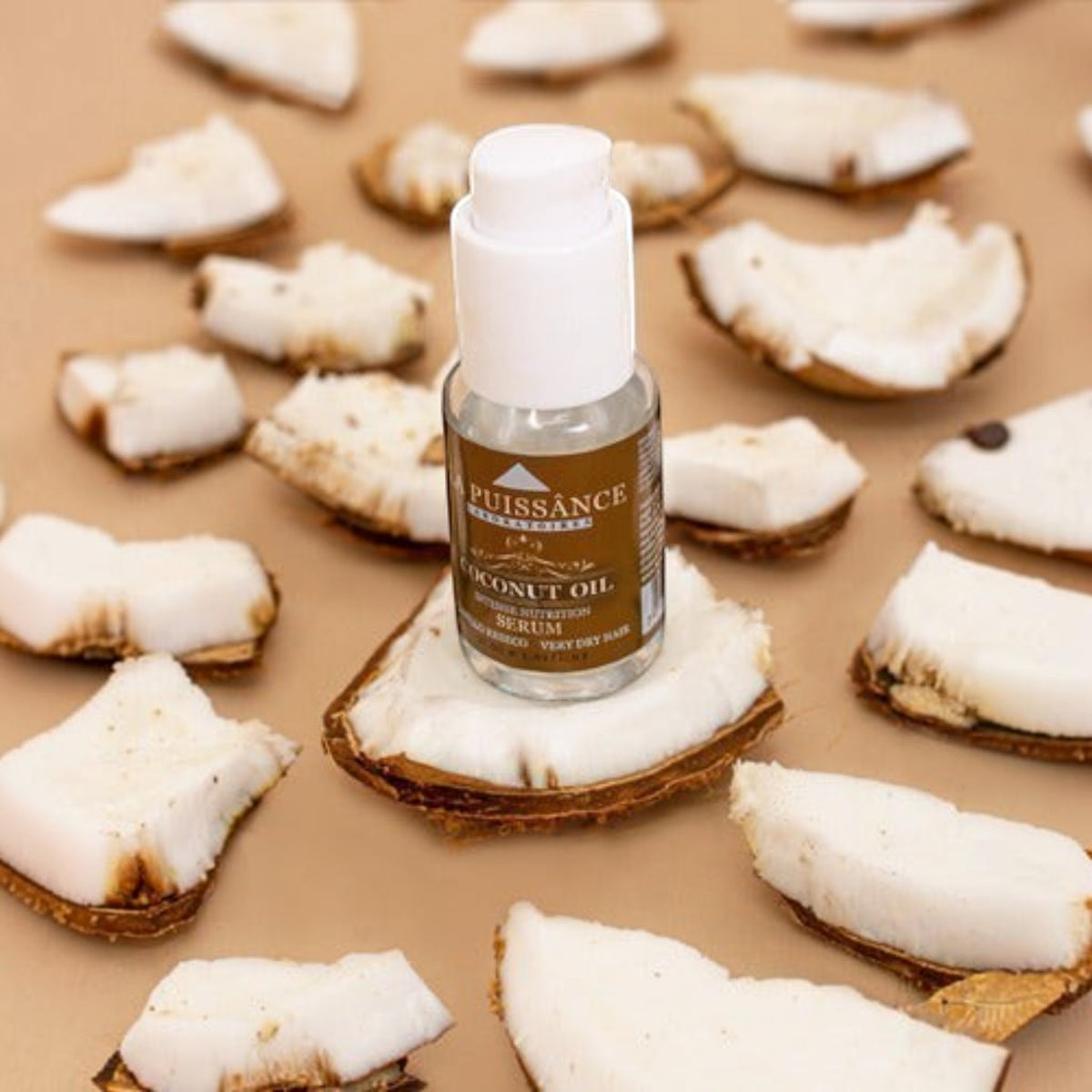 Sérum capilar reparador de aceite de coco Distriwil, ideal para cabello muy seco, con aplicador de pump.