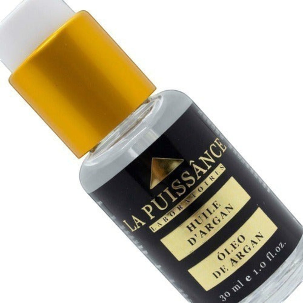 Distriwil Sérum reparador de aceite de argán para cabello seco y dañado. Botella de 30 ml con tapa dorada.