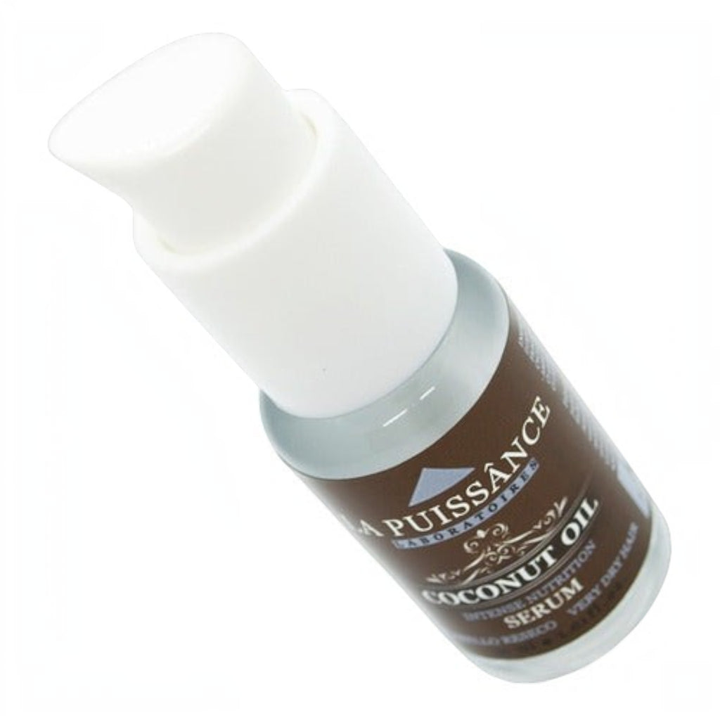Serum capilar nutritivo de coco Distriwil La Puissance en envase con dosificador para cabello seco