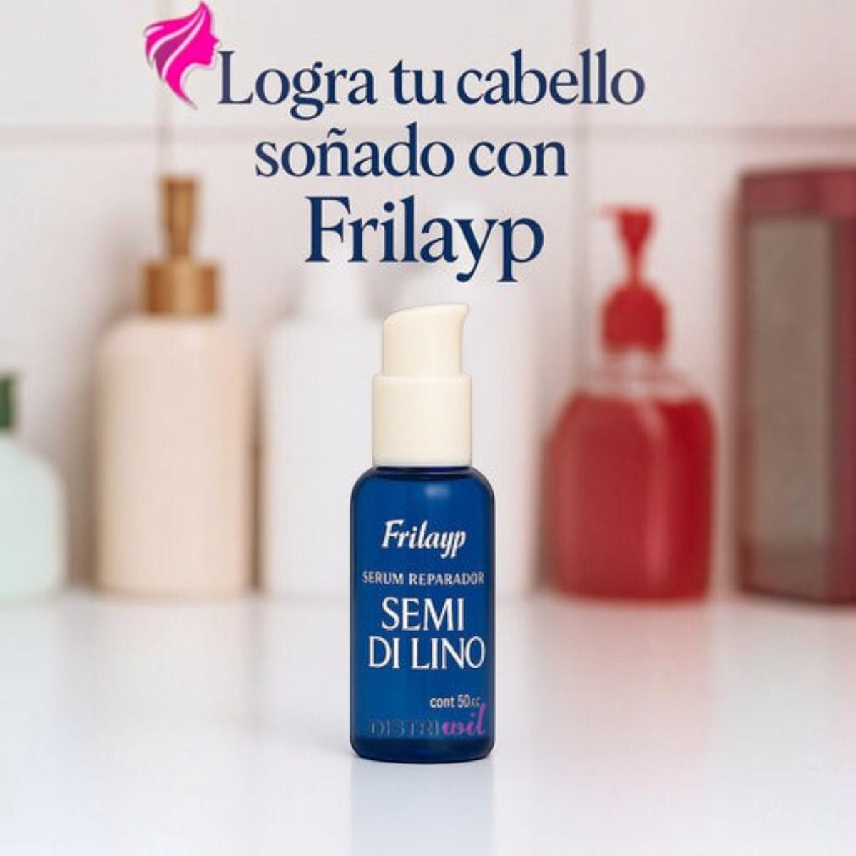 Serum reparador Distriwil Frilayp Semi Di Lino de 50cc con dosificador para puntas abiertas y nutrición capilar