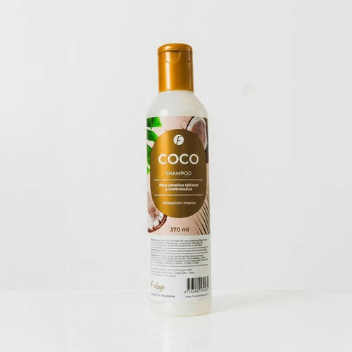Shampoo de coco Frilayp de 370ml para cabello teñido y maltratado en envase cilíndrico de Distriwil