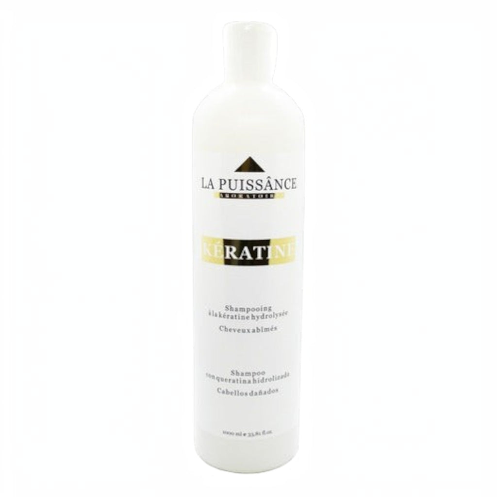 Shampoo La Puissance Keratina Anti Frizz de Distriwil en envase blanco de 1000ml para reparar cabellos dañados