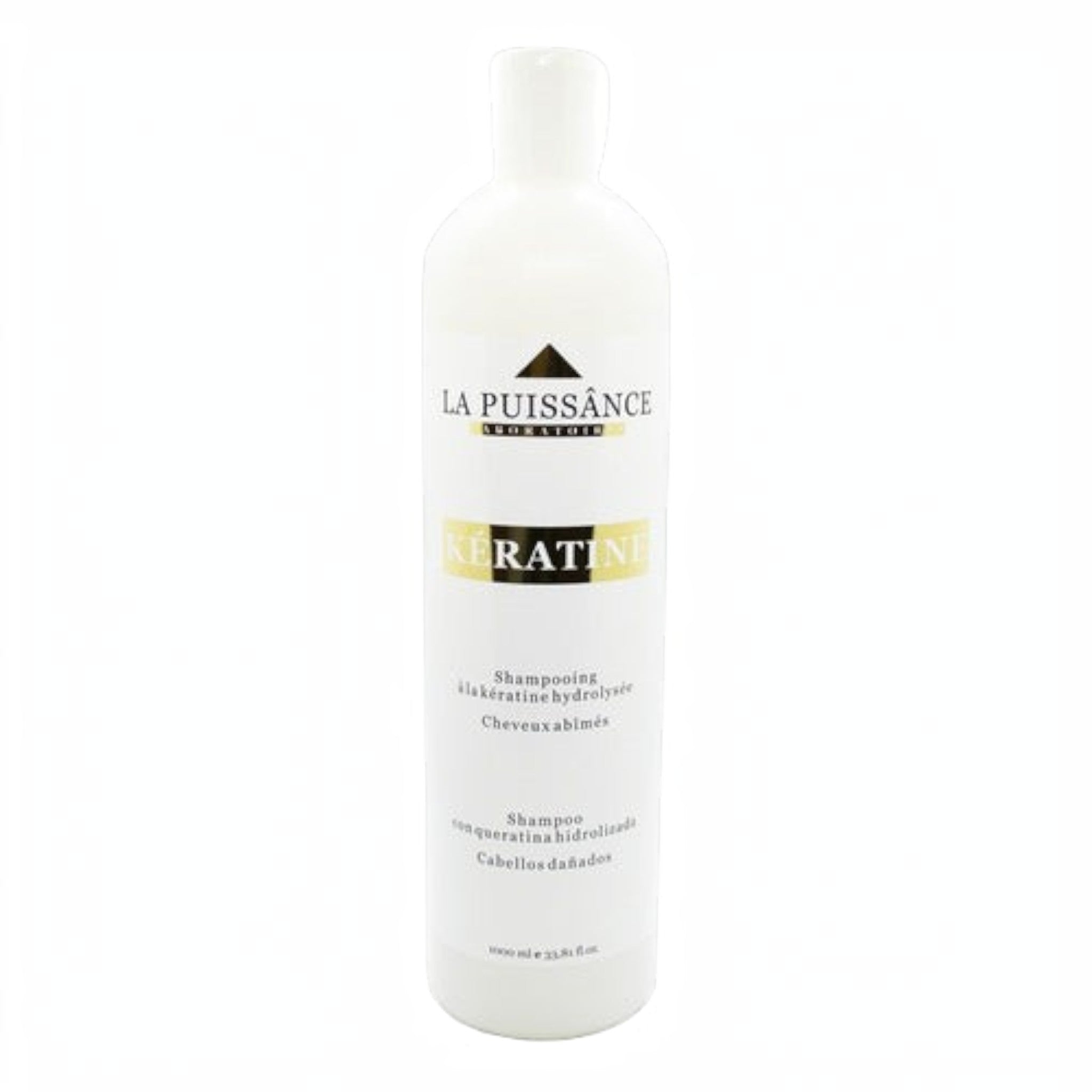 Shampoo La Puissance Keratina Anti Frizz de Distriwil en envase blanco de 1000ml para reparar cabellos dañados