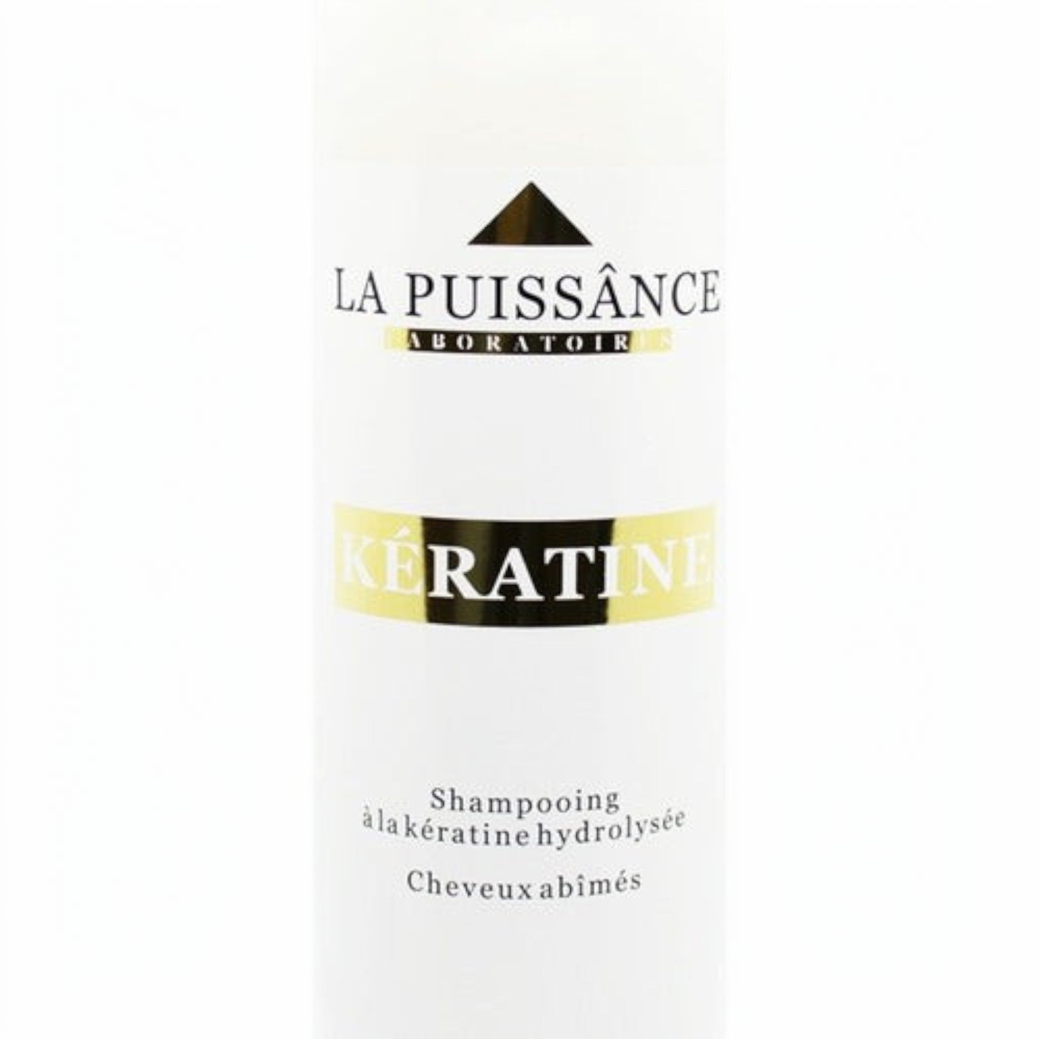 Shampoo La Puissance Keratina de Distriwil para cabello dañado, envase de 1000ml con fórmula anti frizz reparadora.