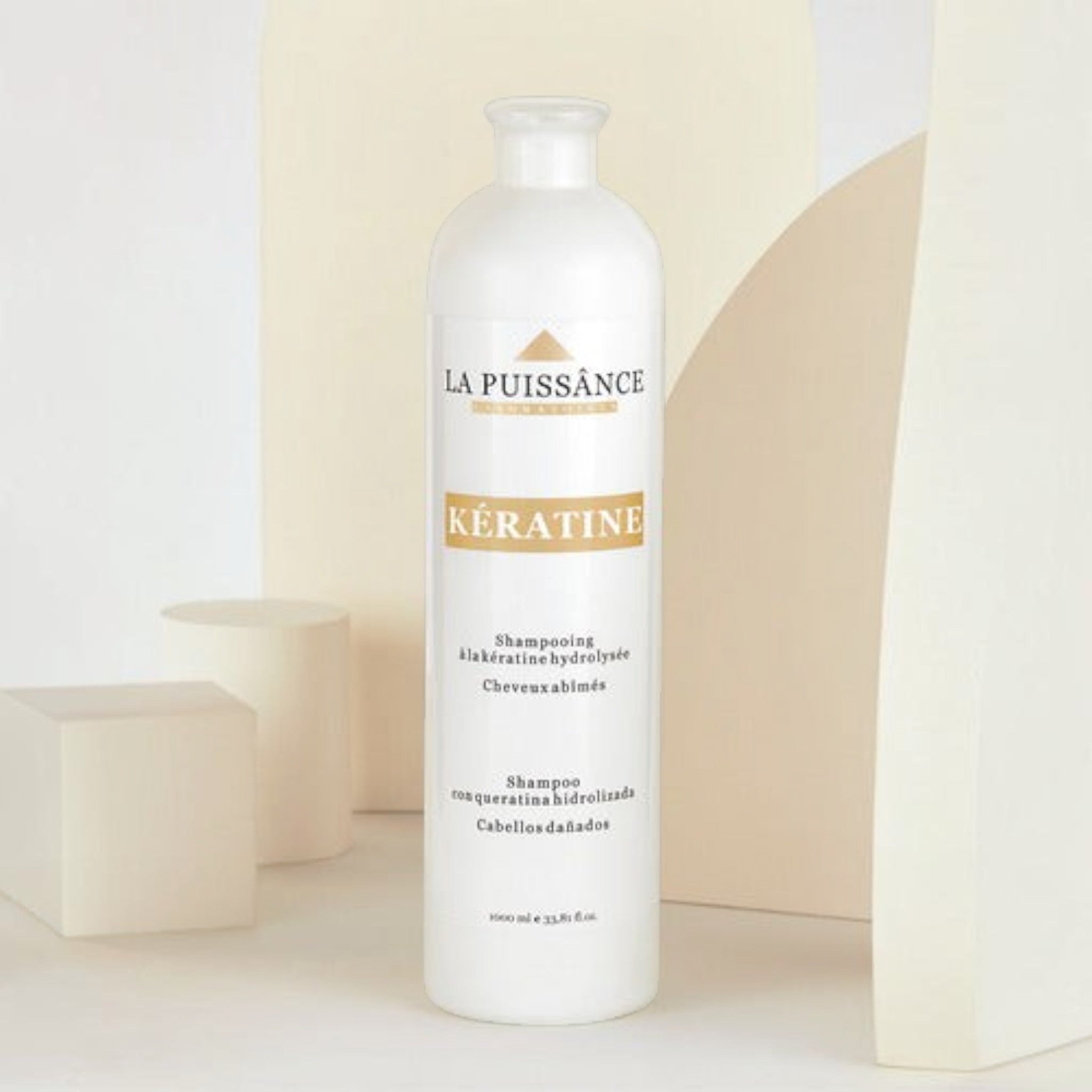 Shampoo La Puissance Keratina Anti Frizz de 1000ml para cabellos dañados, disponible en Distriwil