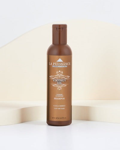Shampoo nutritivo La Puissance Coconut Oil de Distriwil en envase marrón para cabello seco