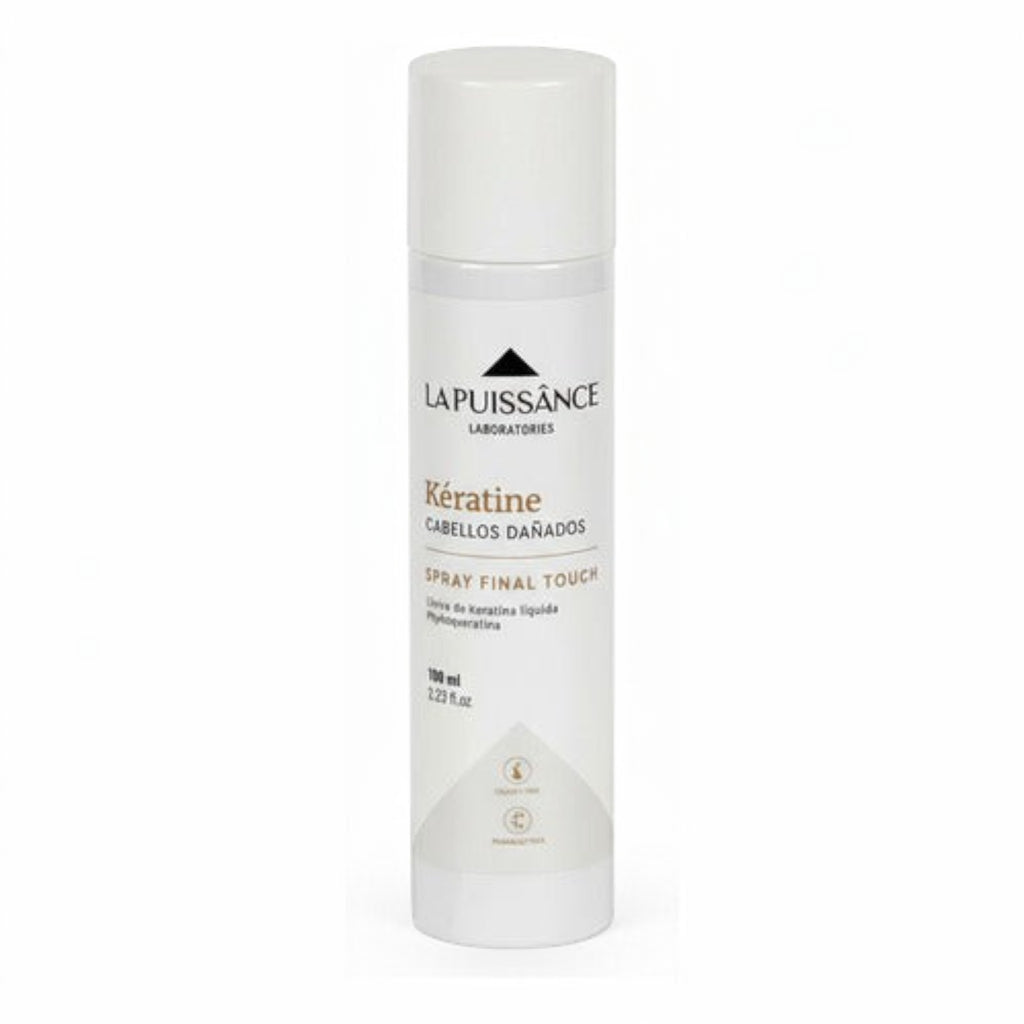 Spray reparador de keratina Distriwil La Puissance para cabello dañado en envase de 100ml con tapa blanca