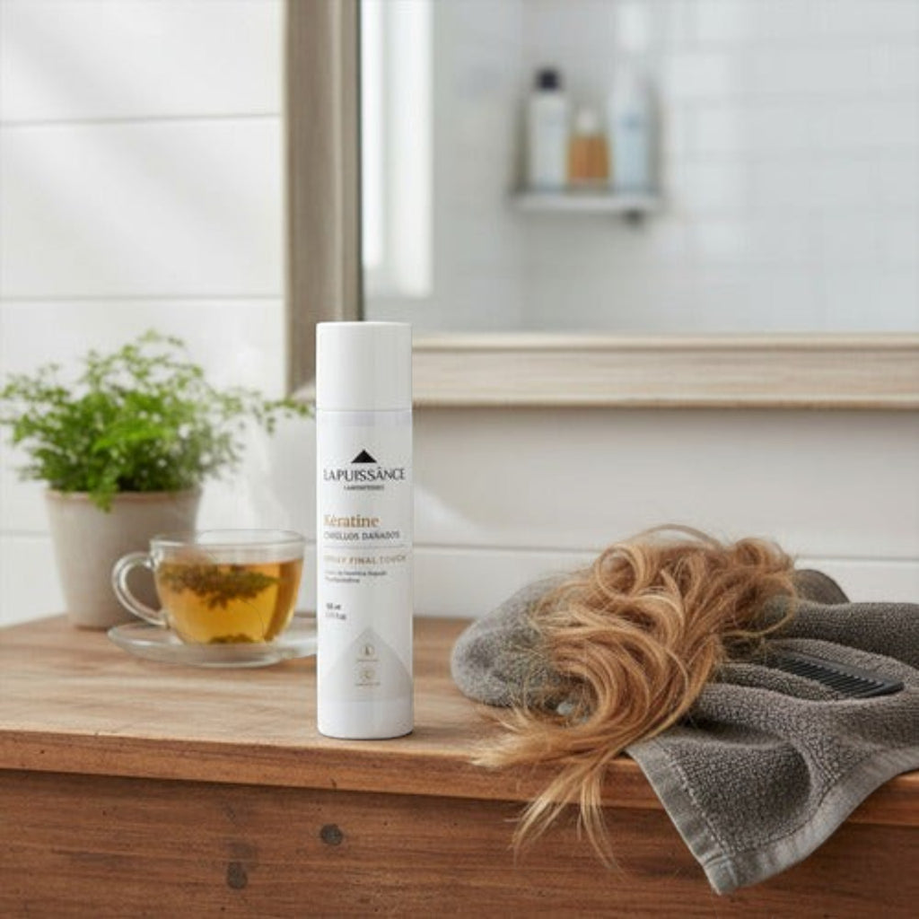 Spray reparador de keratina La Puissance Final Touch de Distriwil para cabello dañado en envase de 100ml