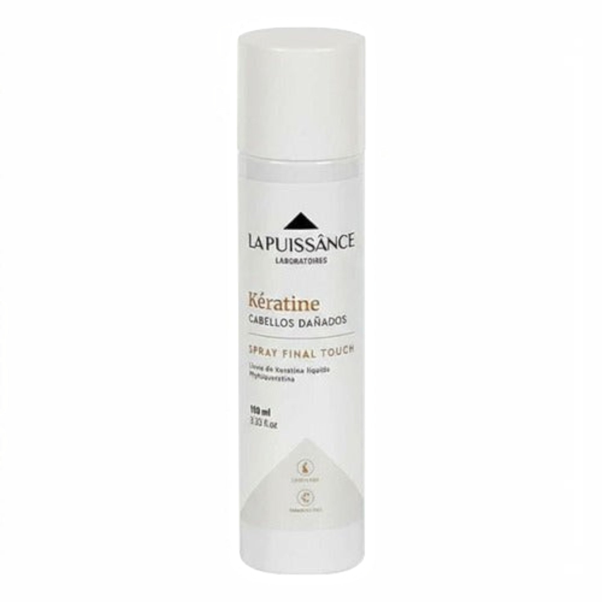 Spray reparador de keratina La Puissance Final Touch de Distriwil para cabello dañado en envase blanco de 100ml