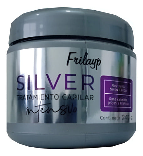 Tratamiento capilar intensivo Frilayp Silver de Distriwil en envase de 240g para reparar y fortalecer el cabello.